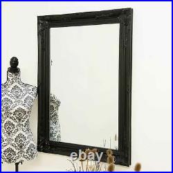 Large Mirror Antique Vintage Rectangle Wall Black Wood 3Ft6x2Ft6 108x78cm