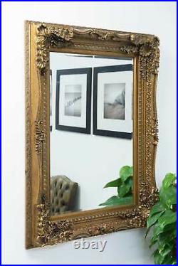 Large Mirror Vintage Style Abbey Gold Wall Rectangle Wood 4Ft X 3Ft 122x92cm