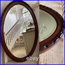 Large OLD Antique Vintage WOOD BEVELLED Wall Hung HALL MIRROR