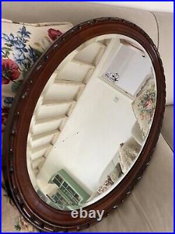 Large OLD Antique Vintage WOOD BEVELLED Wall Hung HALL MIRROR