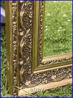 Large Ornate Antique Vintage Gold Gilt Bevelled Mirror Over Mantle Fireplace