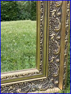 Large Ornate Antique Vintage Gold Gilt Bevelled Mirror Over Mantle Fireplace