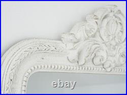 Large Shabby Chic French Antique White Ornate Rocco Mirror Vintage Christmas