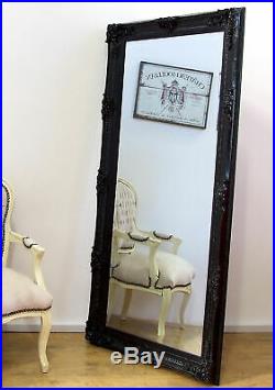 Large Shabby Chic Vintage Wall Leaner Mirror Black 65 x 31