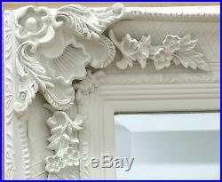 Large Shabby Chic Vintage Wall Leaner Mirror Cream 65 x 31