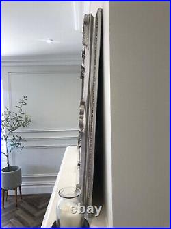 Large Silver Shabby Chic Ornate Vintage Antique Design Wall Mirror 110cm x 79cm