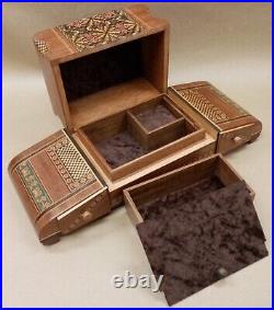 Large Vintage/Antique Wooden Musical Box Inlaid Micro Mosaic Decoration