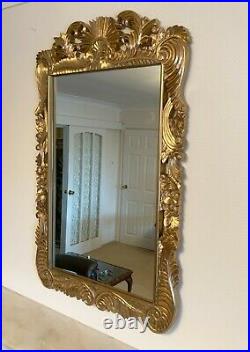 Large Vintage Chinese Furniture Wood Carved Wooden Gold Mirrors 23 x 36 ins