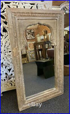 Large Wood Wall Mirror 136cm x 79cm Indian Painted Vintage style