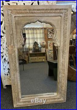 Large Wood Wall Mirror 136cm x 79cm Indian Painted Vintage style