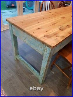 Large antique pine farmhouse kitchen dining table