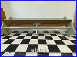 Large antique vintage solid wood church pew bench seat settle wth rear book rack