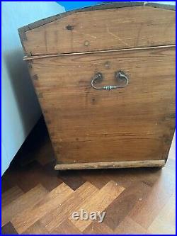 Large old Antique Pine Chest, Vintage Wooden Storage Trunk, Blanket Box