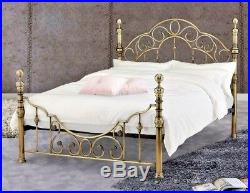 Lavish Florence Shabby Chic Antique Brass Vintage Luxury Metal Bed Frame In 4ft6