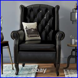 Leather Wing Chair High Back Furniture Queen Anne Armchair Antique Chesterfield
