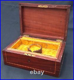 Lovely C1800 Mahogany Inlaid With Box Wood Jewellery Trinket Box Antique Vintage