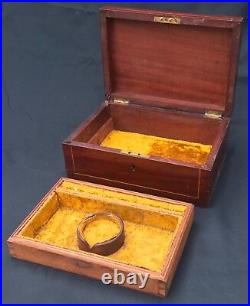 Lovely C1800 Mahogany Inlaid With Box Wood Jewellery Trinket Box Antique Vintage