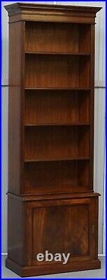 Lovely Pair Of Vintage Flamed Mahogany Library Bookcases With Cupboard Bases