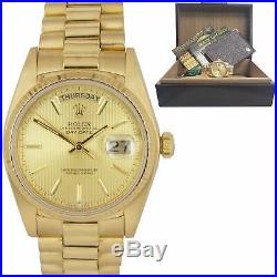 MINT Rolex Day-Date President 36 Champagne Tapestry 18K Yellow Gold Watch 18038