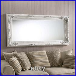 Madrid Extra-Large Full Length Shabby Chic Vintage Leaner Mirror in White 35x71
