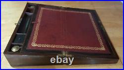 Mahogany wood & brass vintage Victorian antique large writing slope box