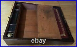 Mahogany wood & brass vintage Victorian antique large writing slope box