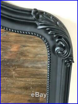Matt Black French Ornate Period Vintage Over mantle Scroll Arched Wall Mirror