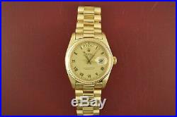 Men's Rolex Day-Date 18038 President 18K Yellow Gold Champagne Roman Dial 1980