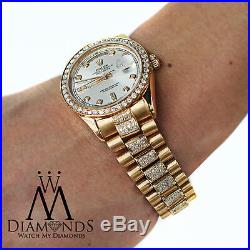 Men's Used Rolex President 18K Gold Day-Date 18038 Diamond bracelet dial & bezel