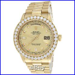 Mens 36mm Rolex President 18K Gold Day-Date Diamond Watch Ref. # 18038 3.50 CT