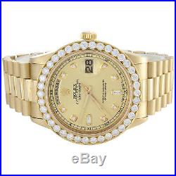 Mens 36mm Rolex President 18K Gold Day-Date Diamond Watch Ref. # 18038 3.50 CT