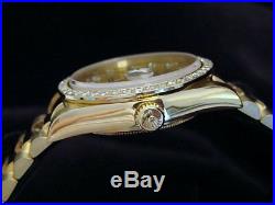 Mens Rolex Day-Date President 18K Gold Watch Linen Diamond Dial 1.35ct Bezel