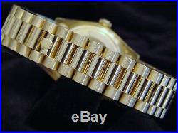 Mens Rolex Day-Date President 18K Gold Watch Linen Diamond Dial 1.35ct Bezel