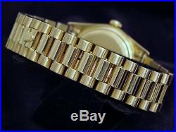 Mens Rolex Day-Date President 18k Yellow Gold Watch Silver Diamond Dial 18038