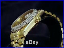 Mens Rolex Solid 18k Yellow Gold Day Date President Diamond Dial & Bezel 18038