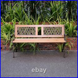 Metal & Wood Garden Bench Patio Vintage Outdoor Seating 3 Seater Armrest Chair