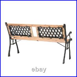 Metal & Wood Garden Bench Patio Vintage Outdoor Seating 3 Seater Armrest Chair