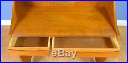 Mid Century Retro Vintage Danish Oak Two Drawer Dressing Table Swing Mirror 60s