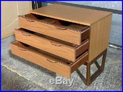 Mid century Europa Furniture teak three drawer chest of drawers retro vintage