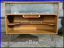Mid century retro vintage cocktail drinks bar gin cabinet counter hairpin legs