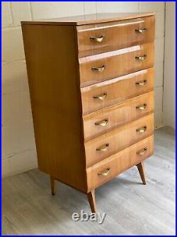 Midcentury Chest of Drawers Tall Boy Vintage Golden Teak (delivery available)