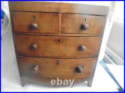 Miniature Chest Of Drawers. Antique Vintage Apprentice Piece. Two Over Two