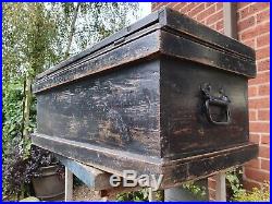 Nice Old Antique Chest Box, Vintage Wooden Storage Trunk, Coffee Table