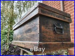 Nice Old Antique Chest Box, Vintage Wooden Storage Trunk, Coffee Table
