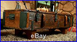 OLD TRAVEL TRUNK Coffee Table Cottage Steamer Trunk PINE CHEST Vintage