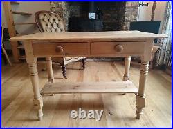 Old Solid Pine Farmhouse Console Side Hall Table Vintage Antique Victorian