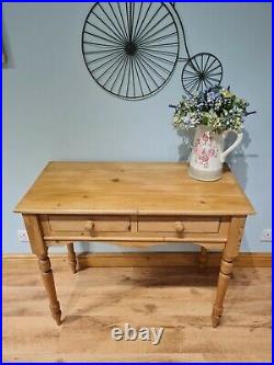 Old Solid Pine Farmhouse Console Side Hall Table Vintage Antique Victorian Style