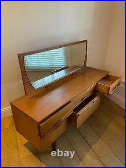 Original vintage Retro Mid Century Teak Dressing Table with Drawers and Mirror