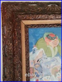 Ornate Antique Vintage Large Wooden Picture Frame Mickeys Christmas Carol