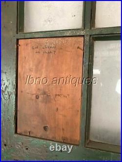 PAIR OF 1940s VINTAGE INDUSTRIAL WOODEN DOORS With GLASS PANES AND STEEL PLATES